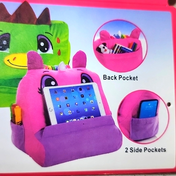 Plush Unicorn Pillow. Tablet , Book, Phone Holder. Purple And Pink NEW with Tags - Picture 2 of 9
